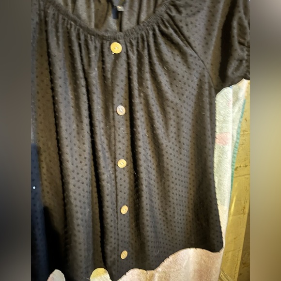 W5 Black Swiss Dot On/Off Shoulder Top Women’s Large - Picture 2 of 6